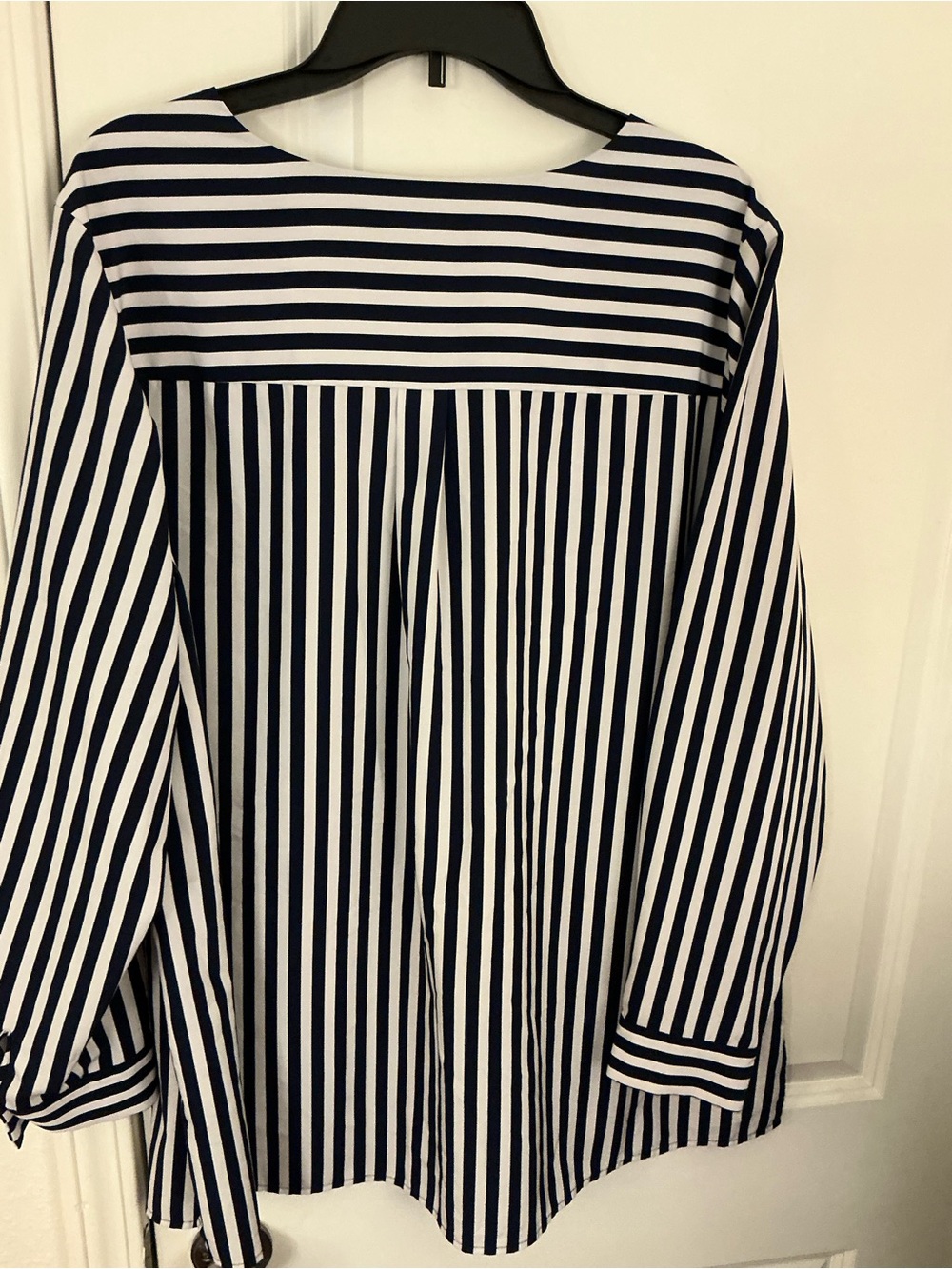 Dennis by Dennis Basso Striped Button Up Tunic Shirt Navy White Plus Size 2X - Picture 9 of 10